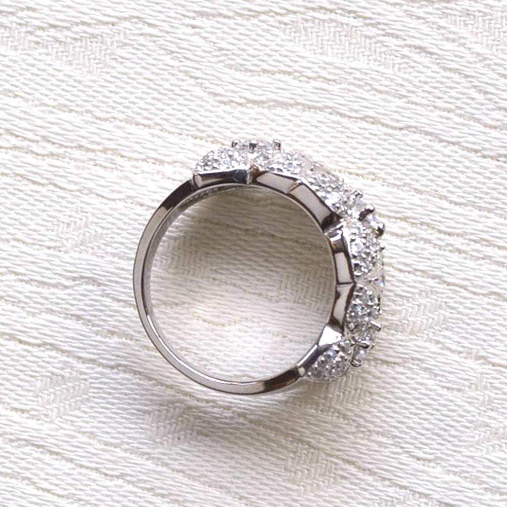 SV925 キュービックジルコニア フラワー リング(シルバー)