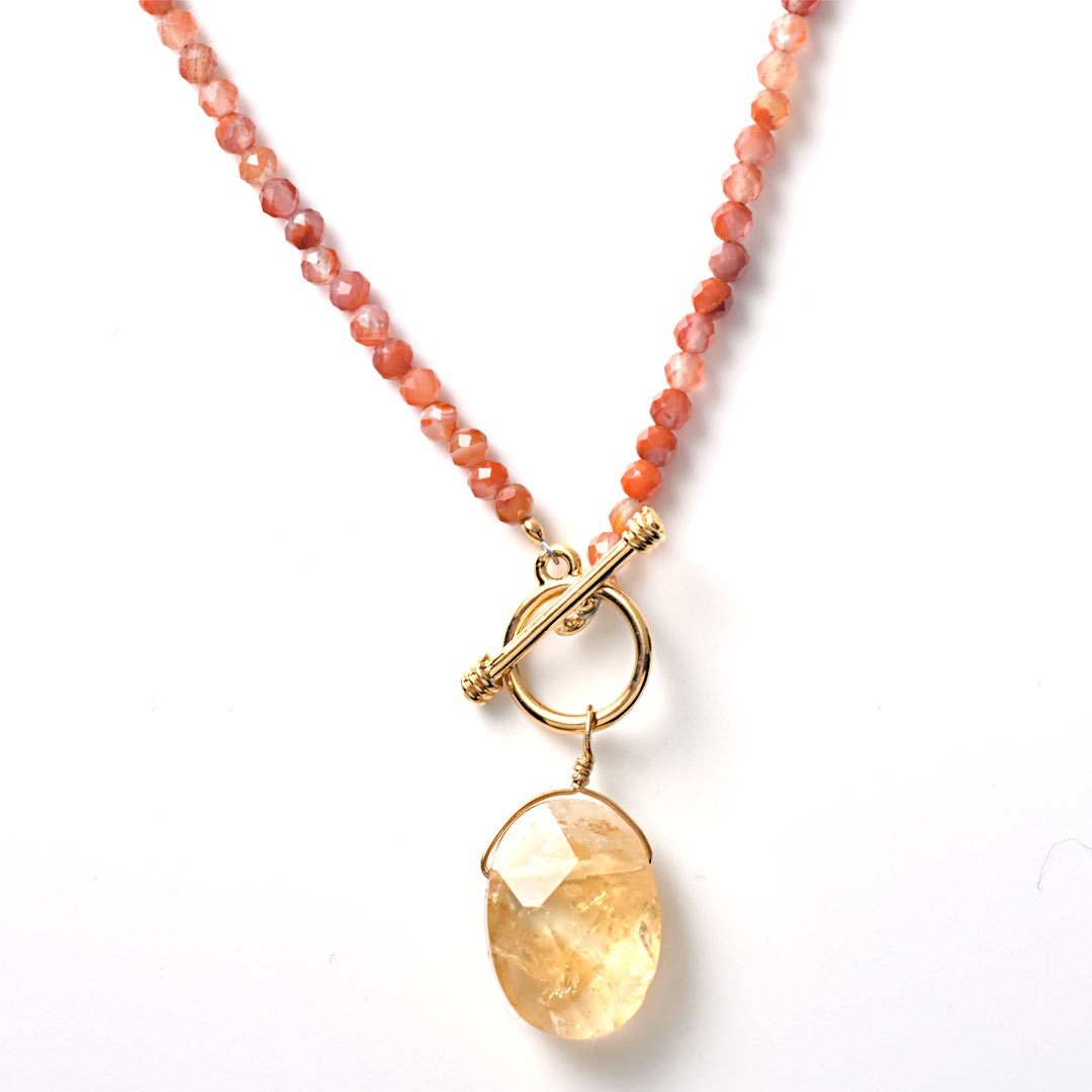 TWOtone stones ネックレス　カーネリアン×シトリン【Fortune Stone Table】