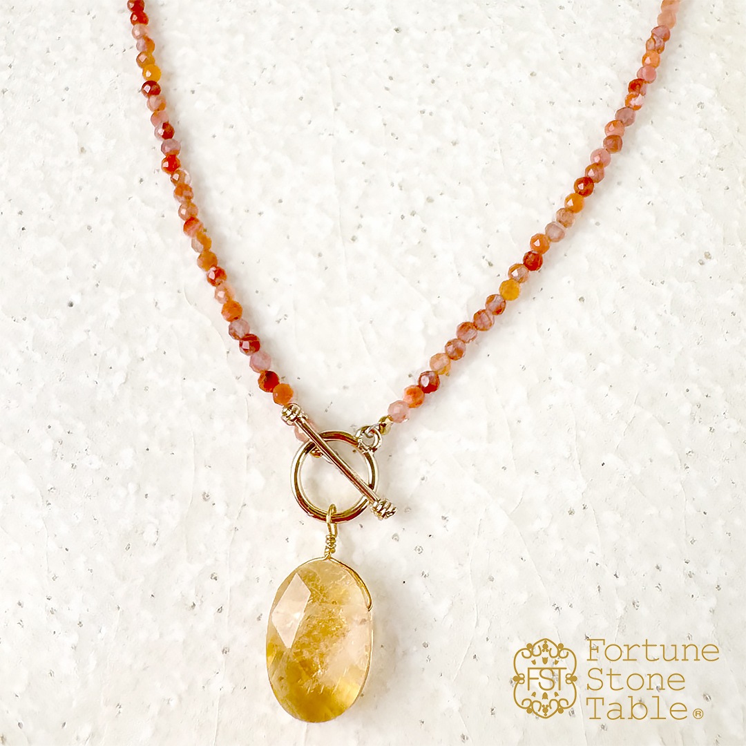 TWOtone stones ネックレス　カーネリアン×シトリン【Fortune Stone Table】