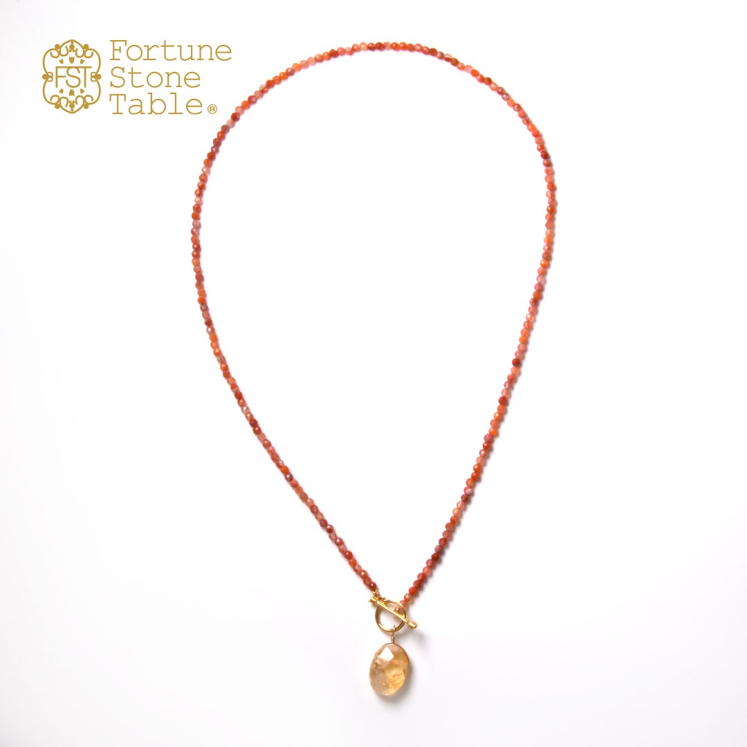 TWOtone stones ネックレス　カーネリアン×シトリン【Fortune Stone Table】