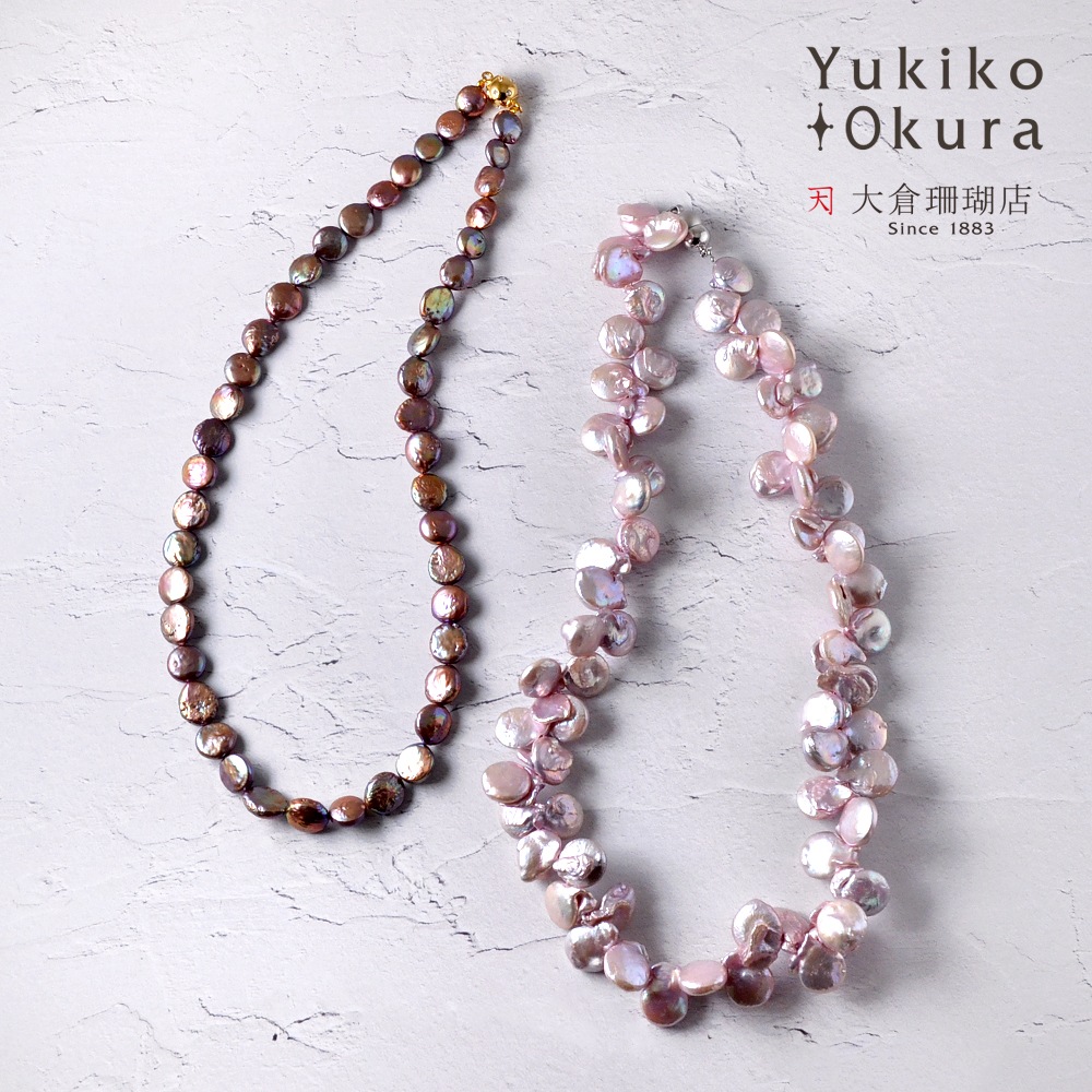 淡水パール ケシ コイン ネックレス