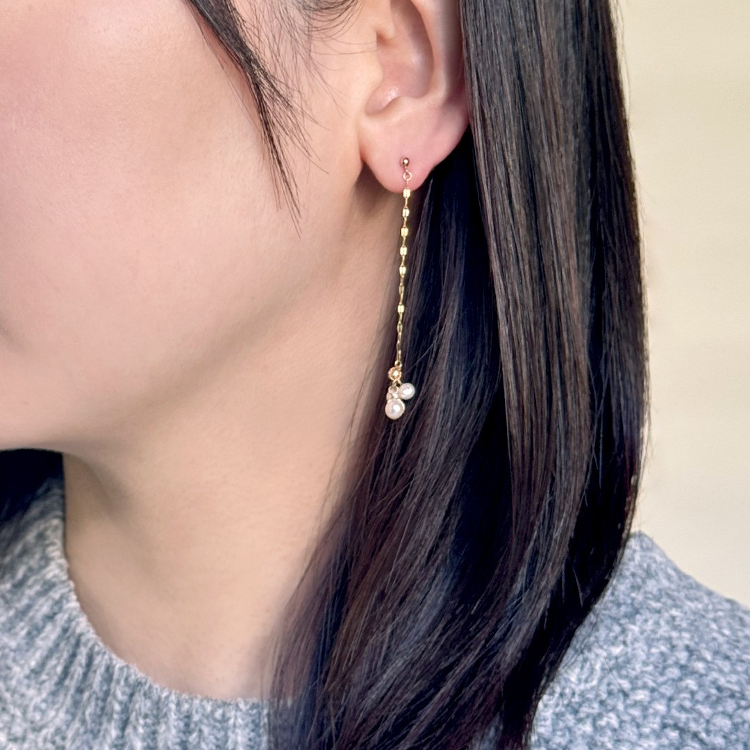 １点限り！K10 淡水パール 2way ピアス