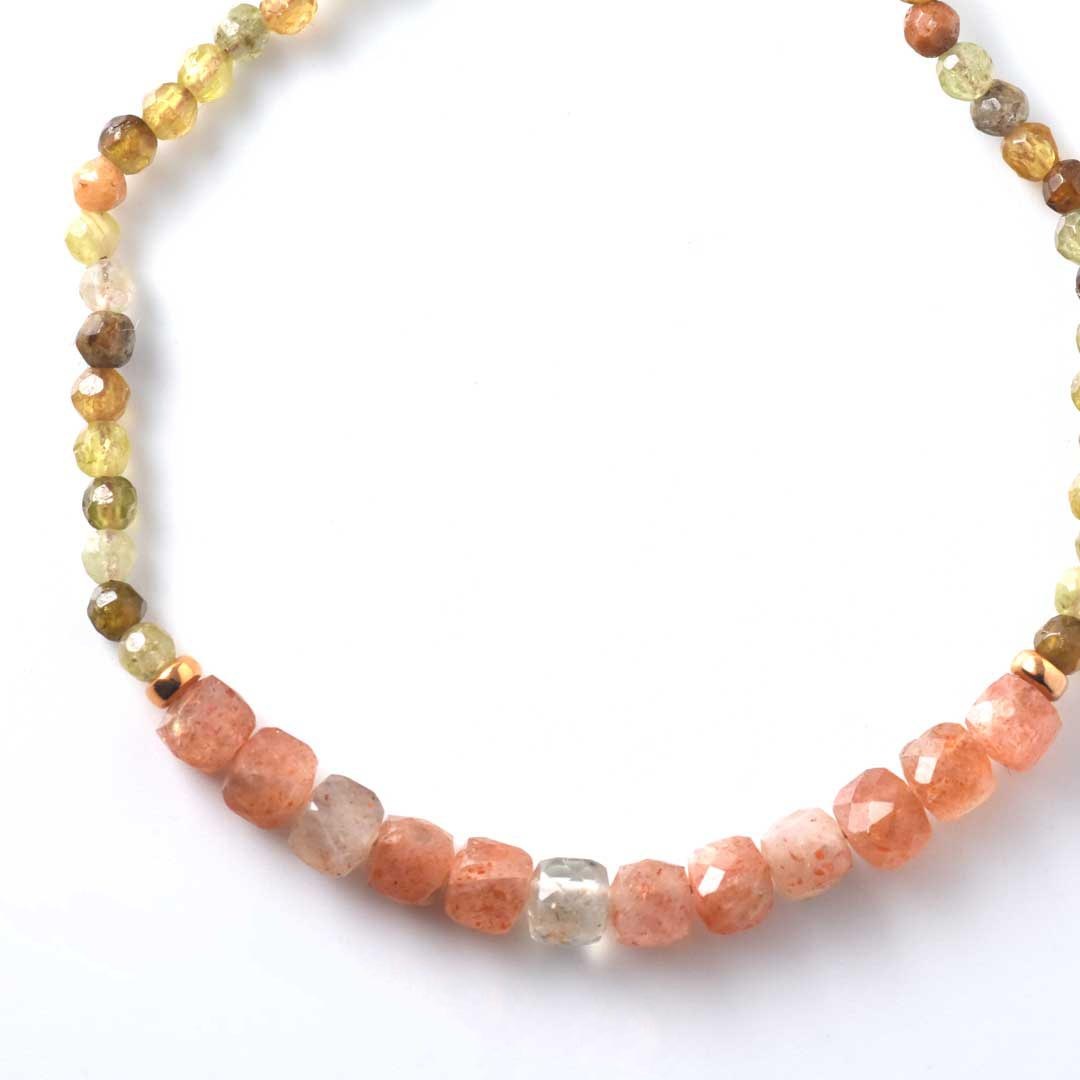 TWOtone stones ブレスレット　サンストーン×グリーンガーネット【Fortune Stone Table】