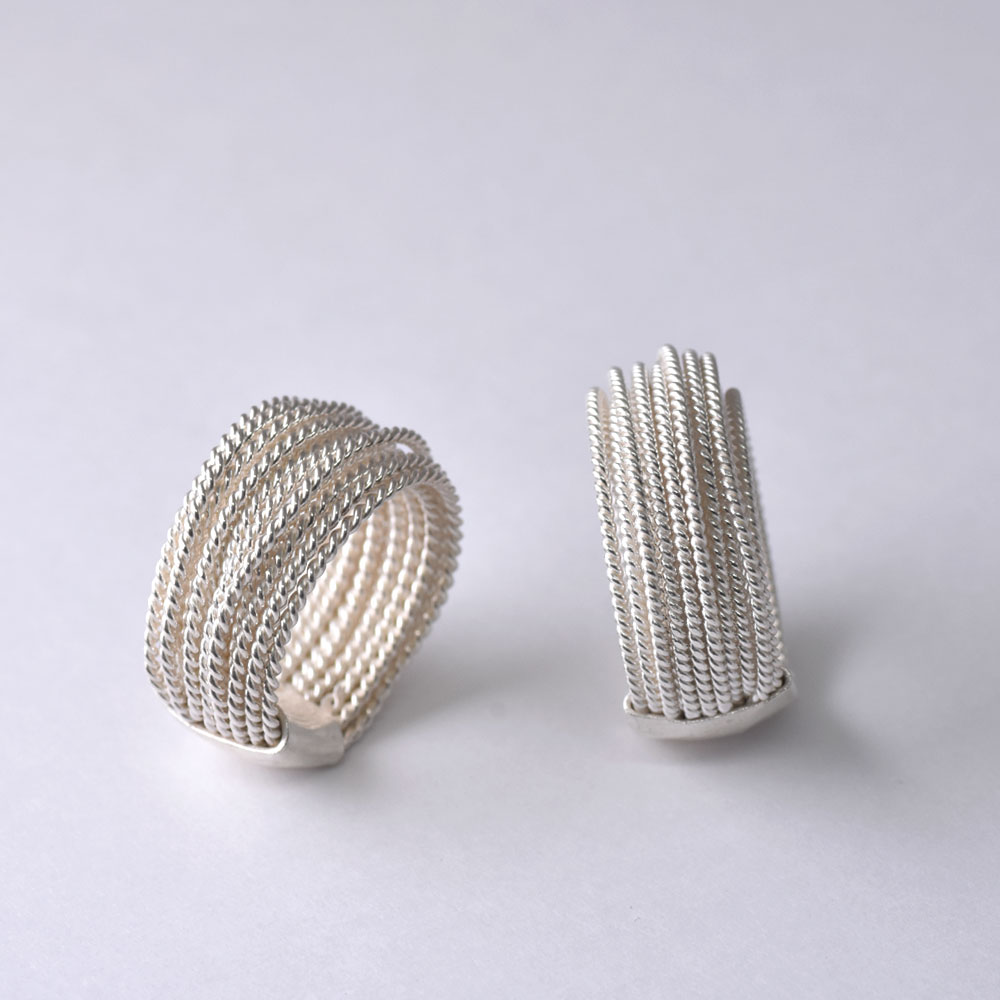 シルバー925 ハンドメイド 多連チェーンリング