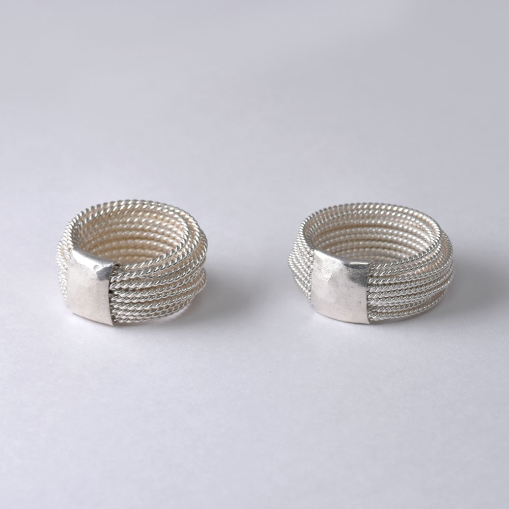 シルバー925 ハンドメイド 多連チェーンリング