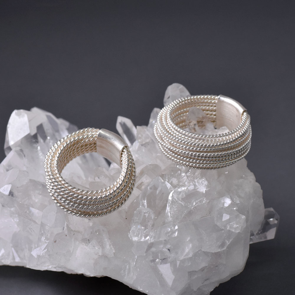 シルバー925 ハンドメイド 多連チェーンリング