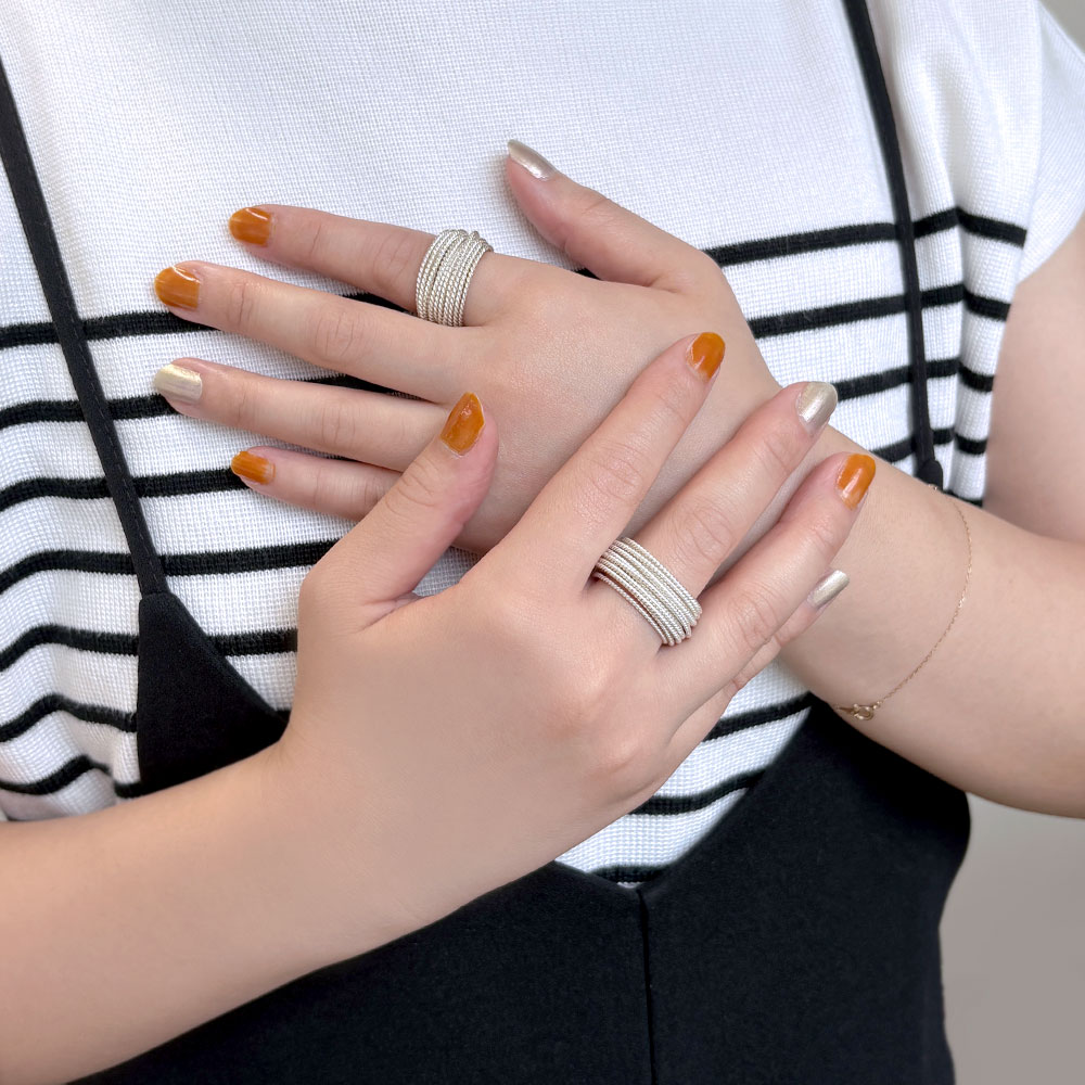 シルバー925 ハンドメイド 多連チェーンリング