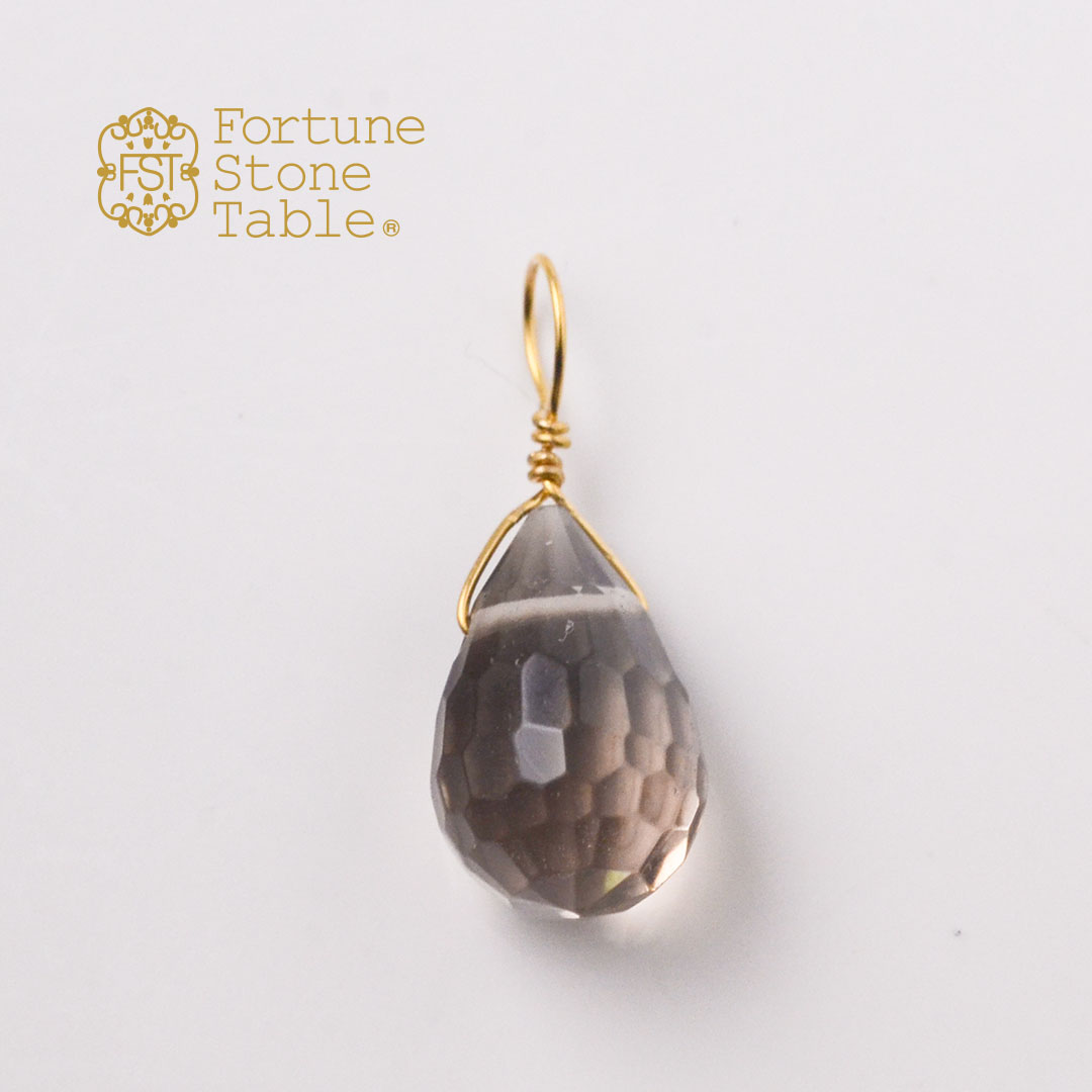 カラーで選ぶチャーム　スモーキークォーツ･ドロップ【Fortune Stone Table】
