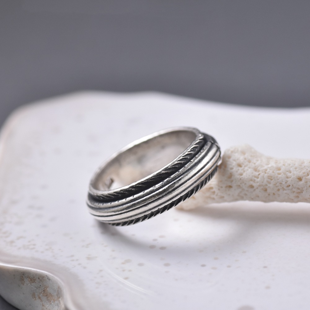 シルバー925 ハンドメイド フェザーラインリング
