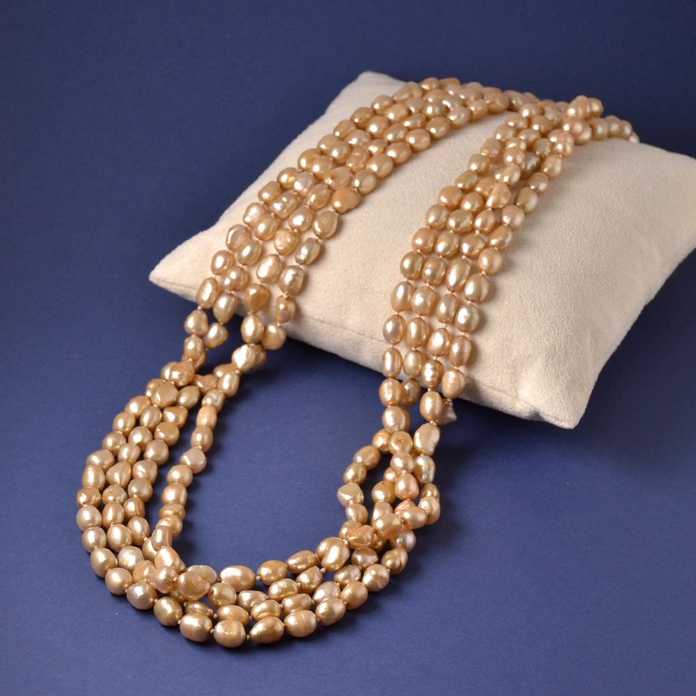 淡水パール ゴールドカラー スーパーロングネックレス