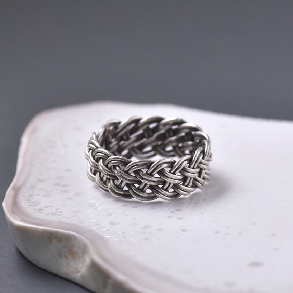 シルバー925 ハンドメイド 編みこみリング