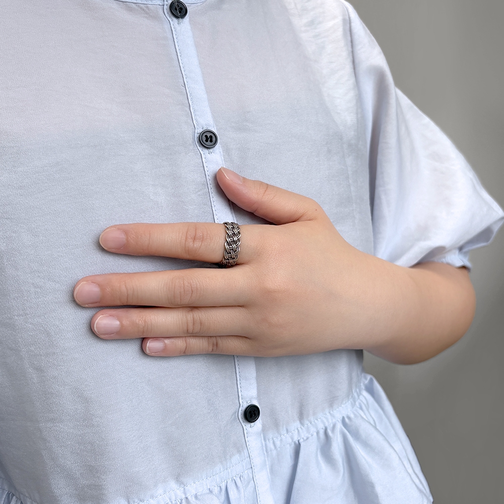 シルバー925 ハンドメイド 編みこみリング