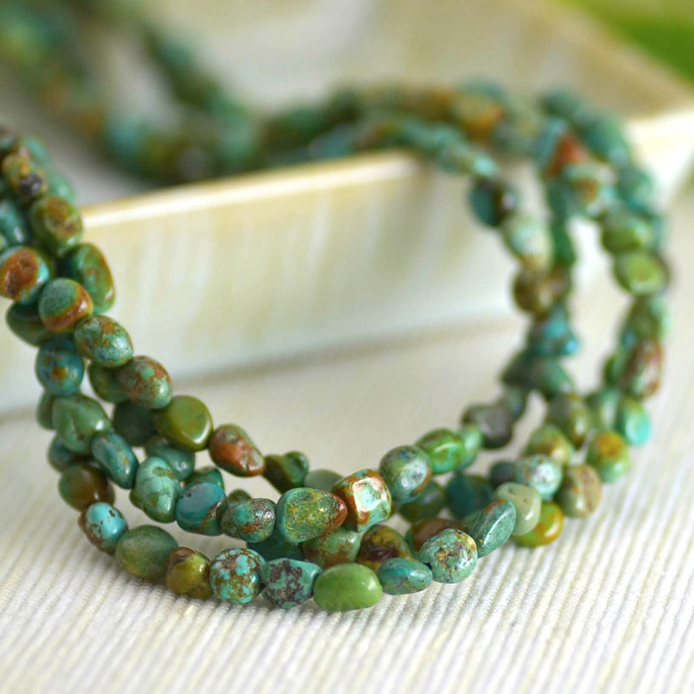 ターコイズ タンブル 4連ネックレス