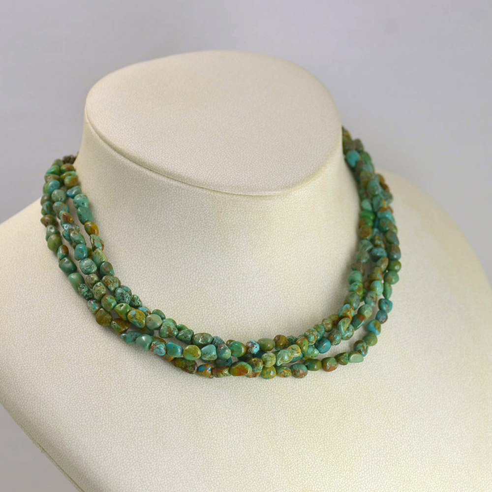 ターコイズ タンブル 4連ネックレス