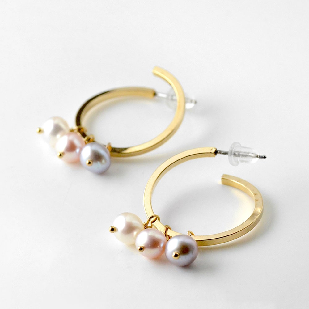 好きな数でつけられる 淡水パール フープピアス セット