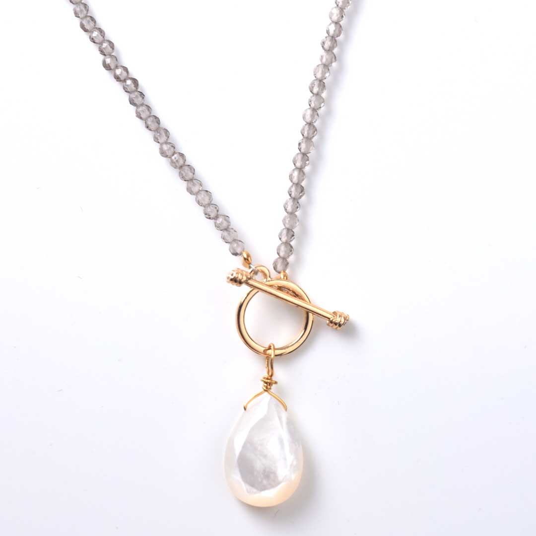 TWOtone stones ネックレス　スモーキークォーツ×白蝶貝【Fortune Stone Table】