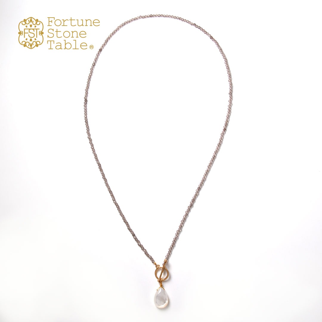 TWOtone stones ネックレス　スモーキークォーツ×白蝶貝【Fortune Stone Table】