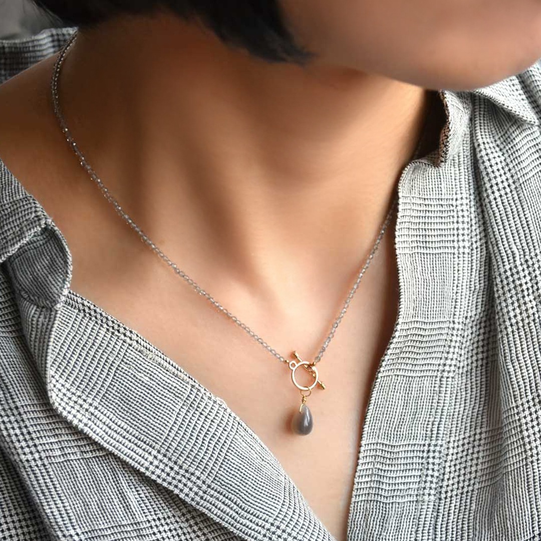 TWOtone stones ネックレス　スモーキークォーツ×ボツワナアゲイト【Fortune Stone Table】