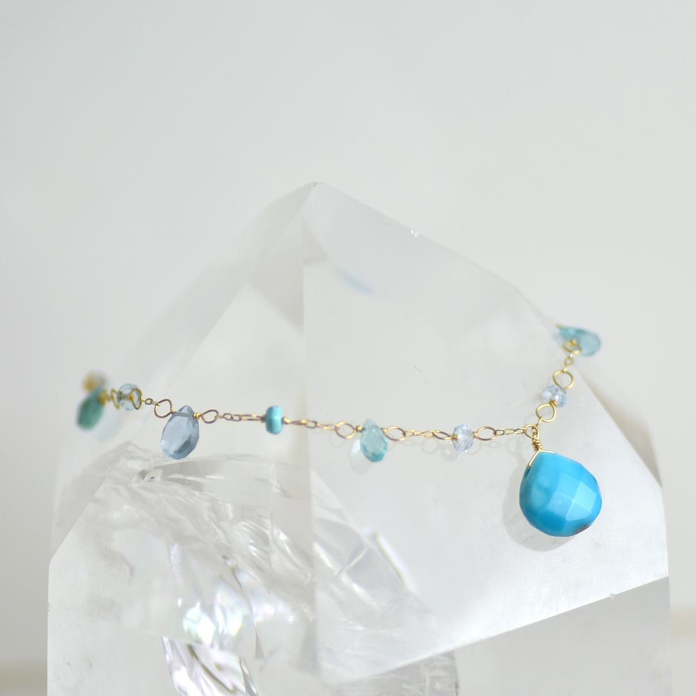 K18 ターコイズ ブルトパーズ アパタイト ブレスレット