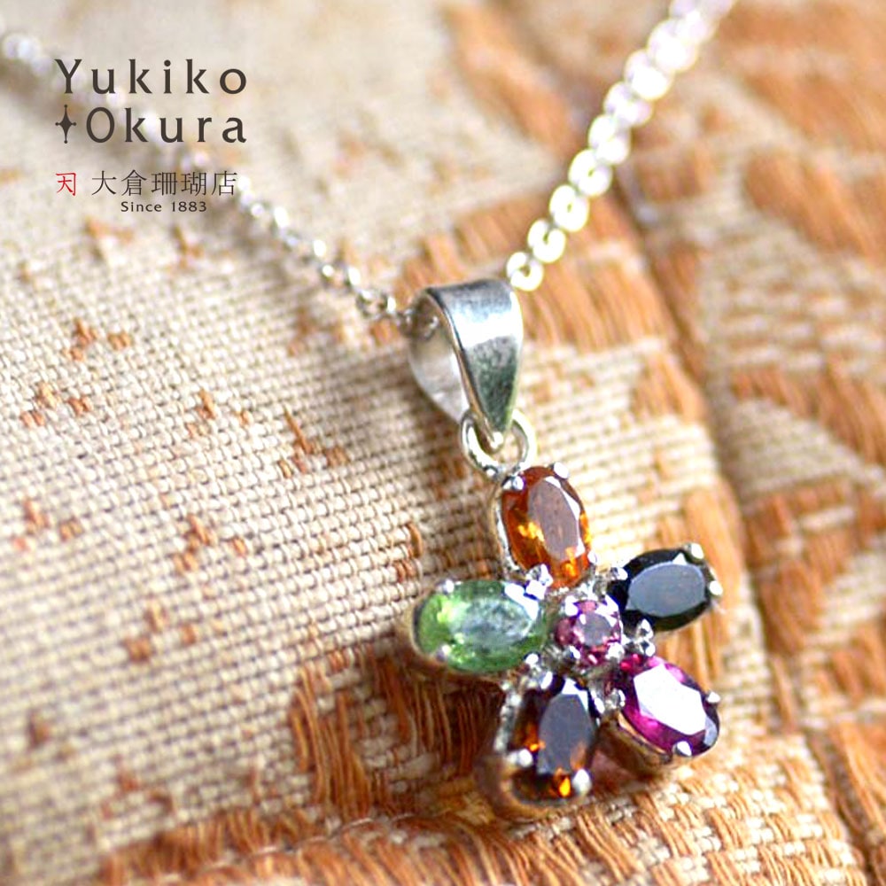 SV925 トルマリン フラワーモチーフ チャーム
