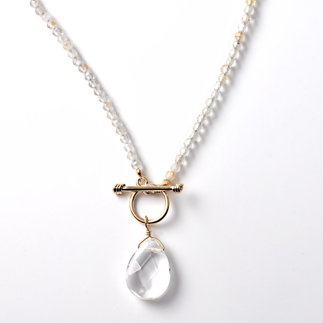 TWOtone stones ネックレス　ルチルクォーツ×水晶【Fortune Stone Table】