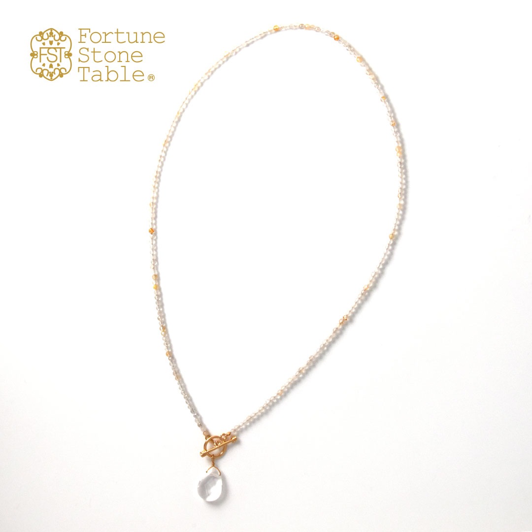 TWOtone stones ネックレス　ルチルクォーツ×水晶【Fortune Stone Table】