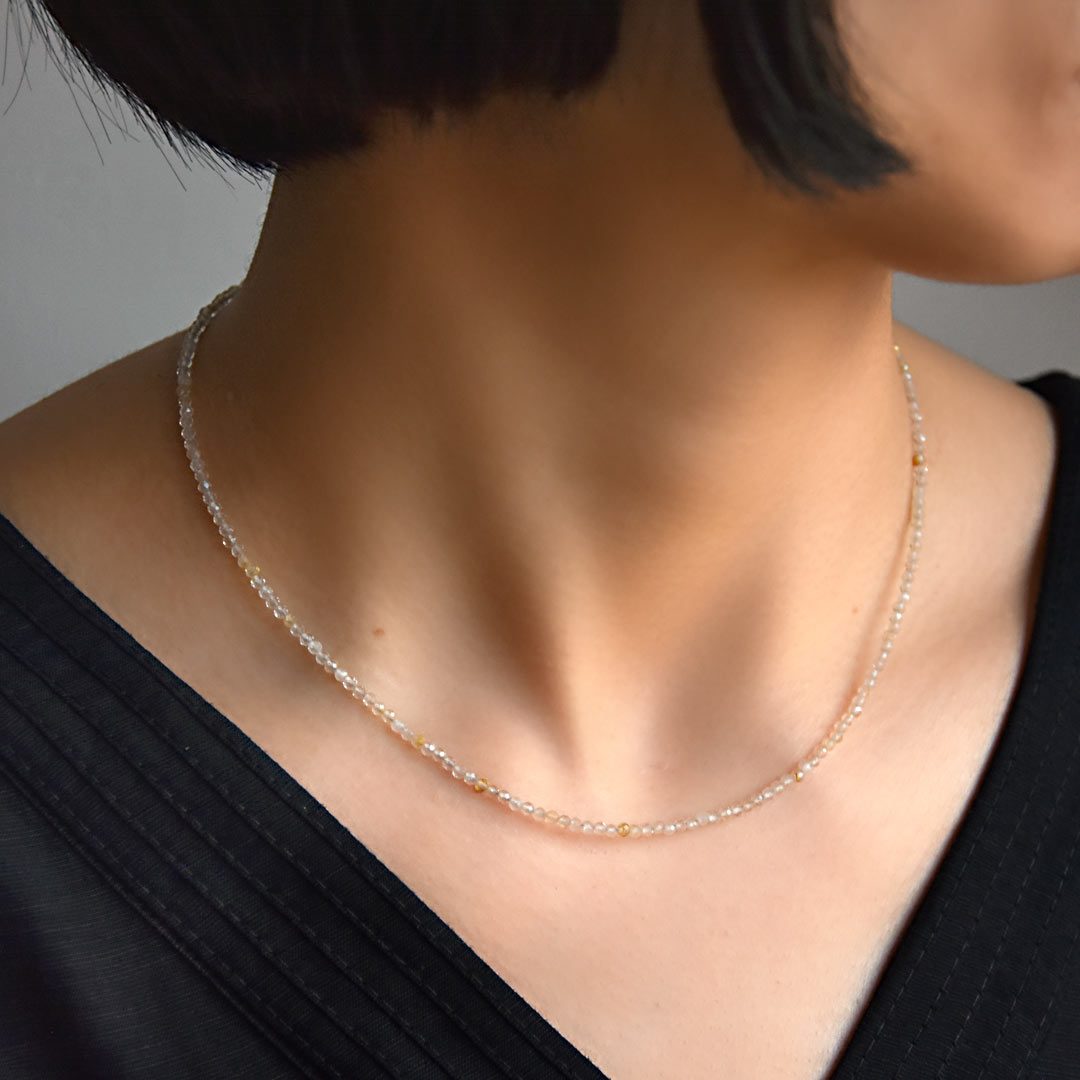 TWOtone stones ネックレス　ルチルクォーツ×水晶【Fortune Stone Table】