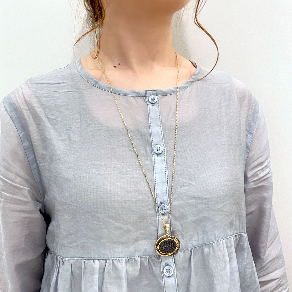 SV925 ブラックドゥルージーアゲイト ペンダントトップ