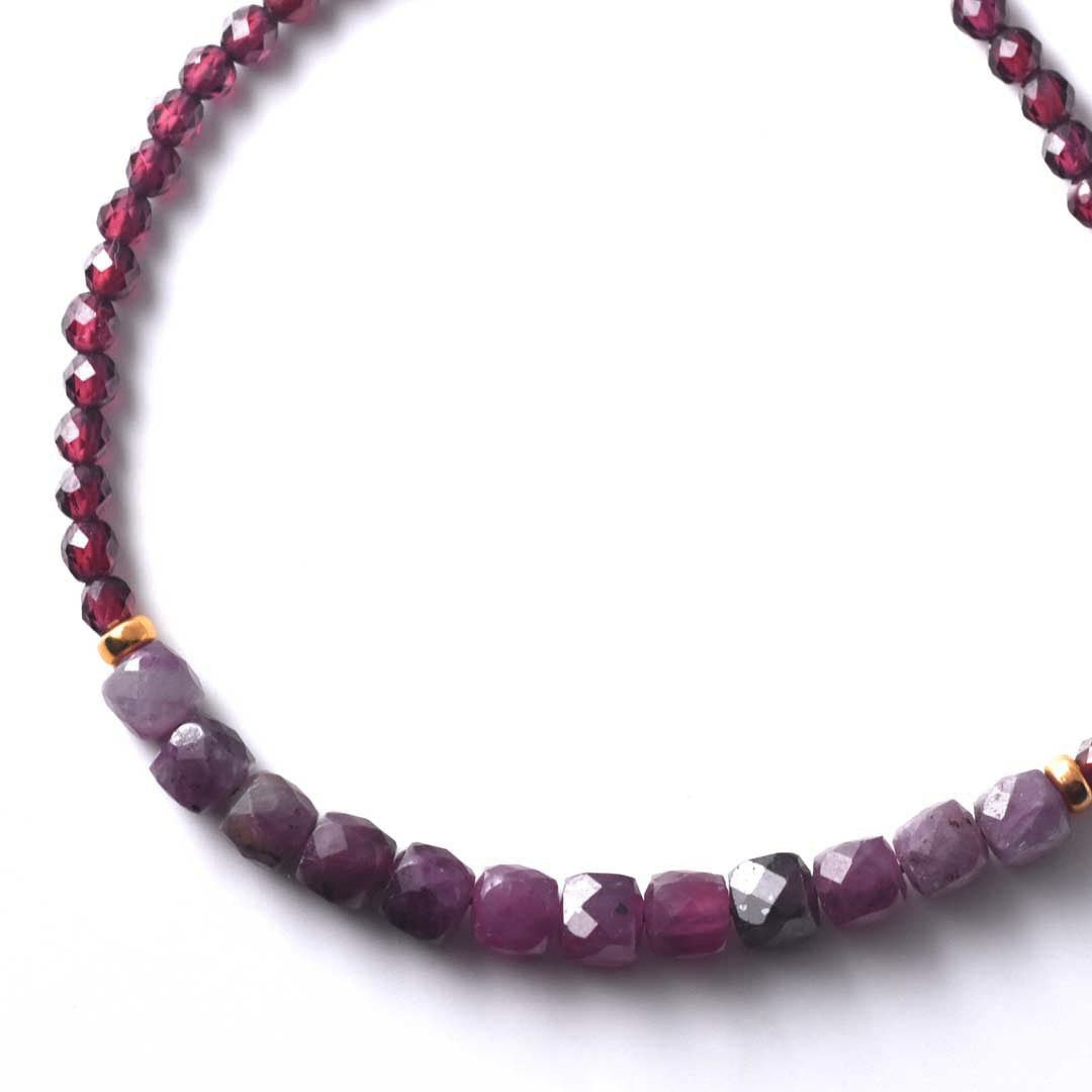 TWOtone stones ブレスレット　パープルサファイア×ガーネット【Fortune Stone Table】
