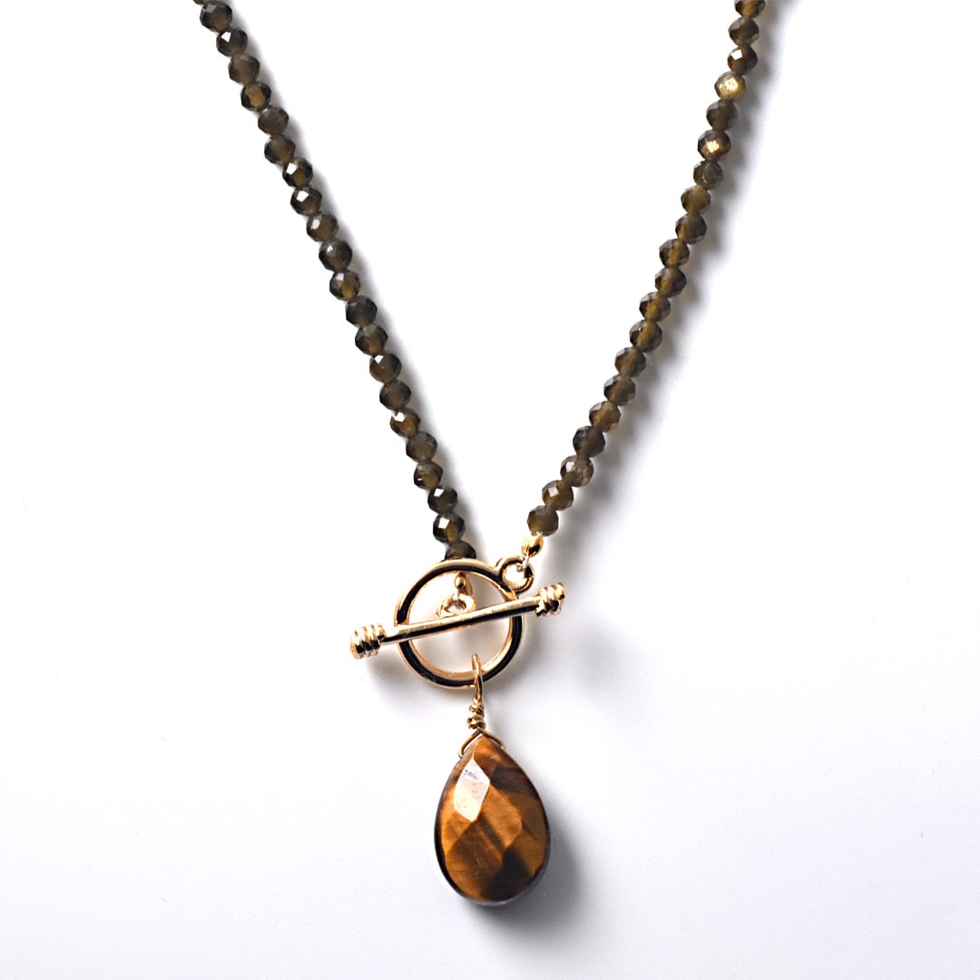 TWOtone stones ネックレス オプシディアン×タイガーアイ【Fortune Stone Table】
