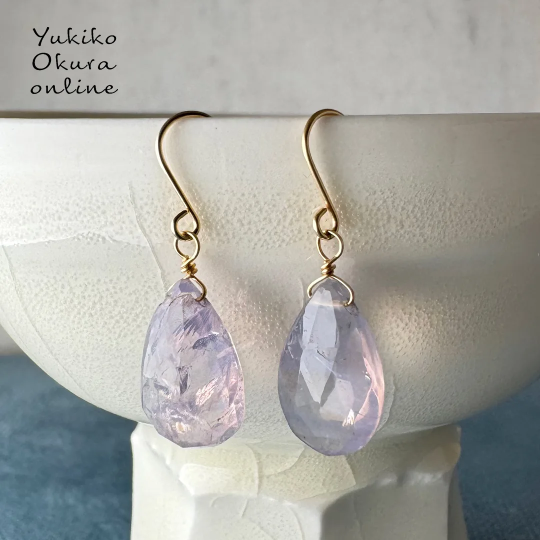 １点限り！K18 パープルクォーツ ピアス
