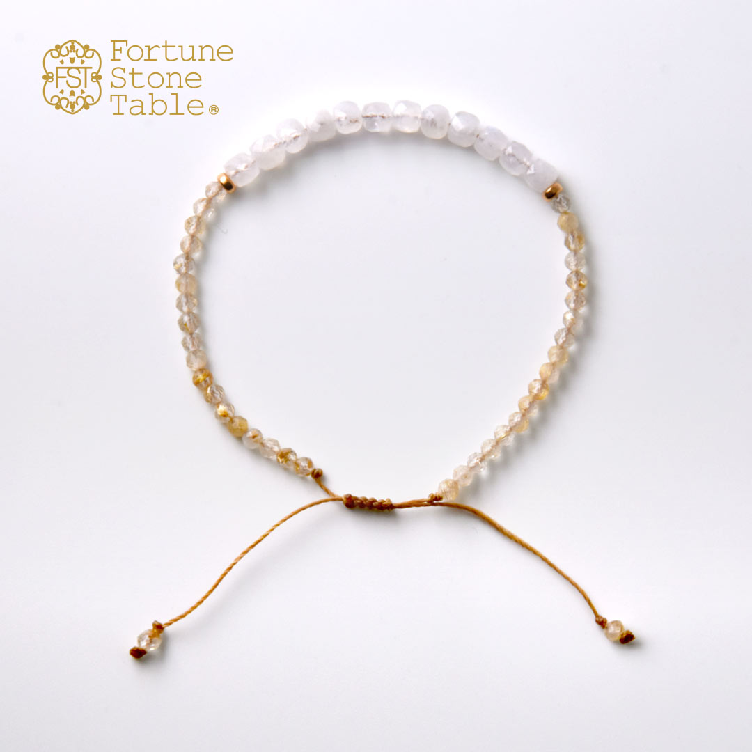 TWOtone stones ブレスレット　レインボ－ムーンストーン×ルチルクォーツ【Fortune Stone Table】