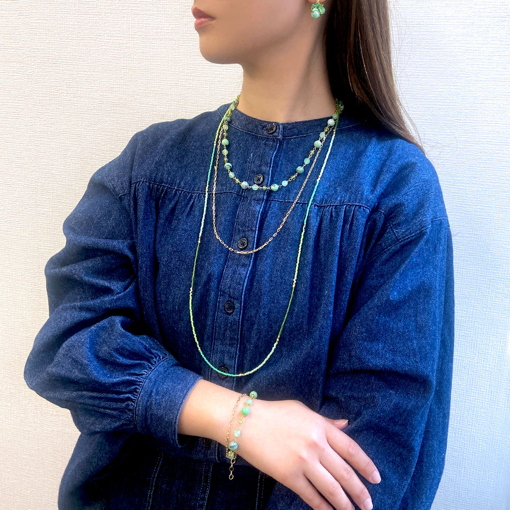 編みこみ フリンジイヤリング ピアス(オレンジ系・グリーン系・ブルー系)