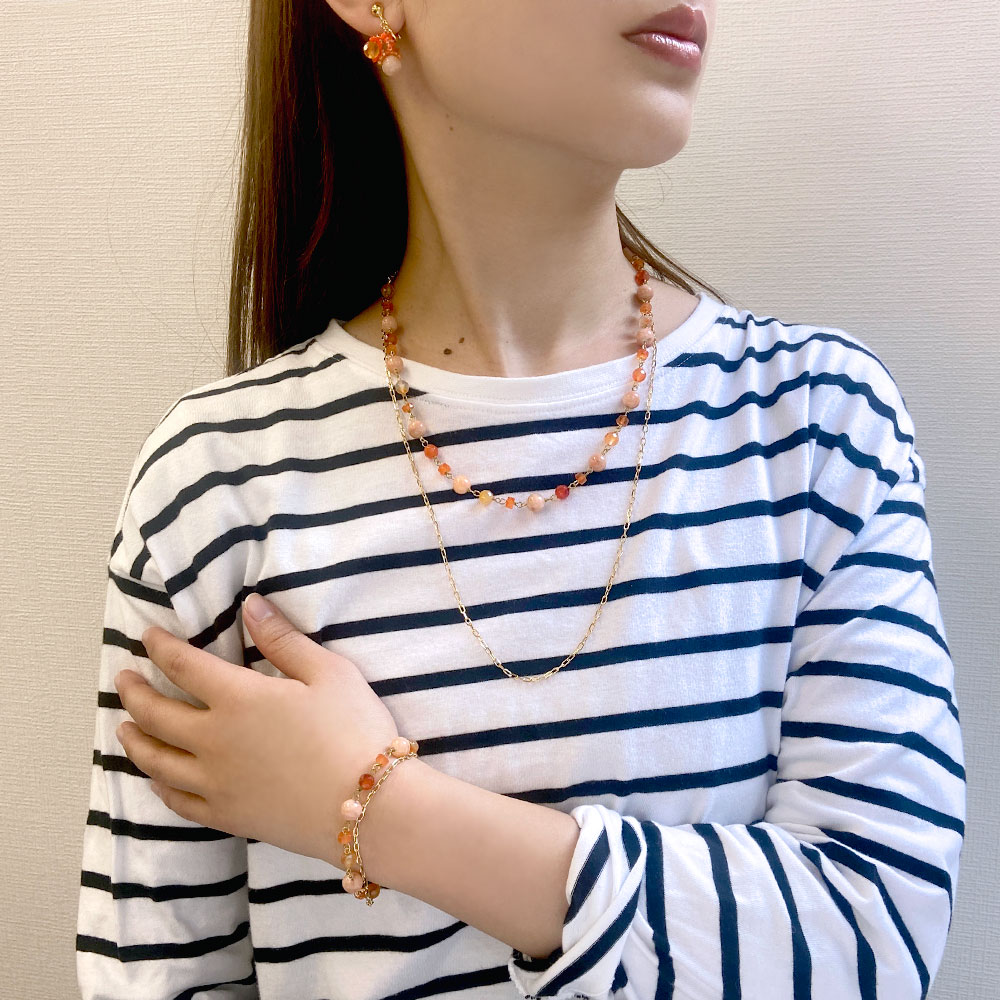 編みこみ フリンジイヤリング ピアス(オレンジ系・グリーン系・ブルー系)