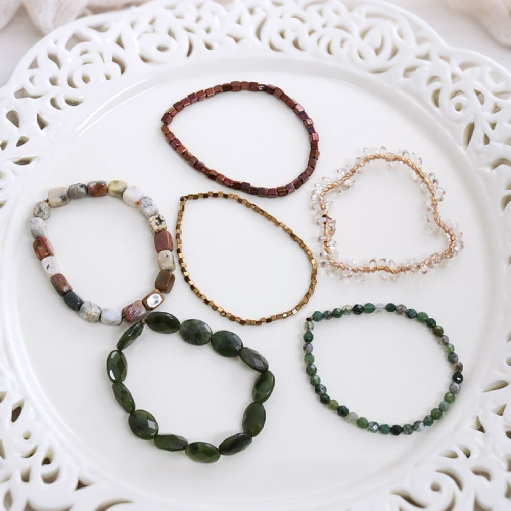 サーペンティン ジャスパー ビーズ 6連ブレスレット