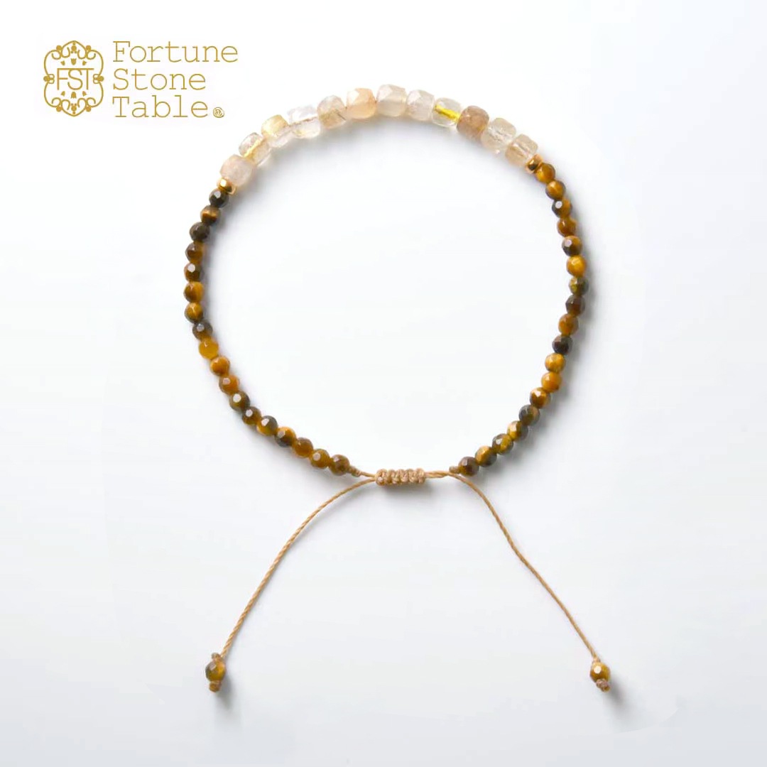 TWOtone stones ブレスレット　ルチルクォーツ×タイガーアイ【Fortune Stone Table】