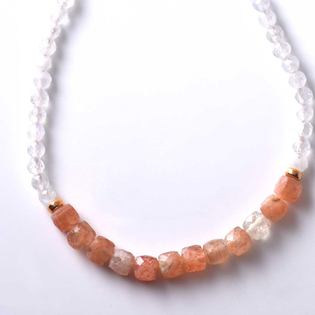 TWOtone stones ブレスレット　サンストーン×レインボームーンストーン【Fortune Stone Table】