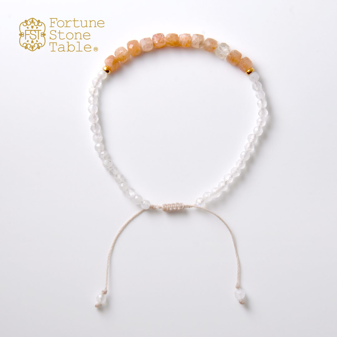 TWOtone stones ブレスレット　サンストーン×レインボームーンストーン【Fortune Stone Table】