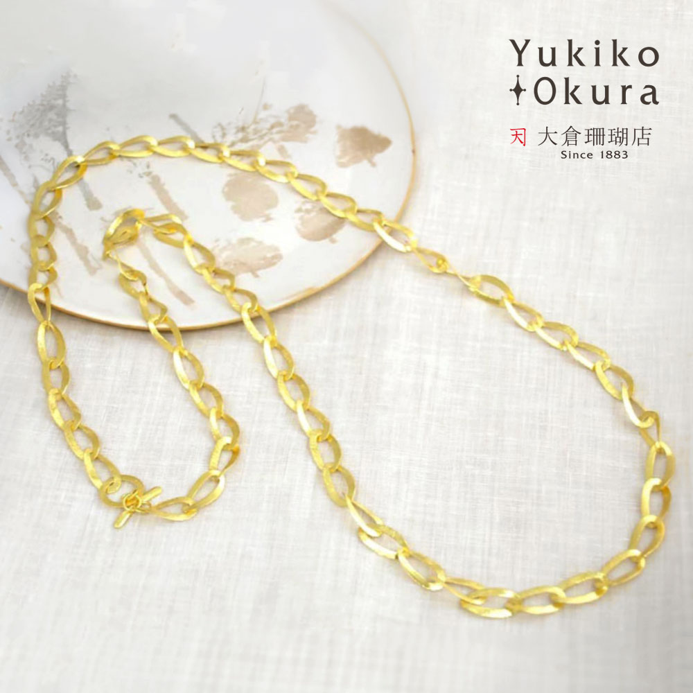 シルバー925 ビッグツイスト ロングチェーン ゴールドカラー