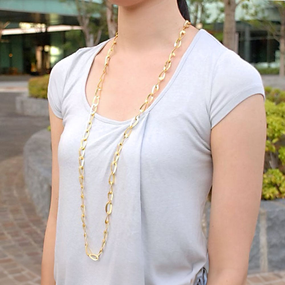 シルバー925 ビッグツイスト ロングチェーン ゴールドカラー