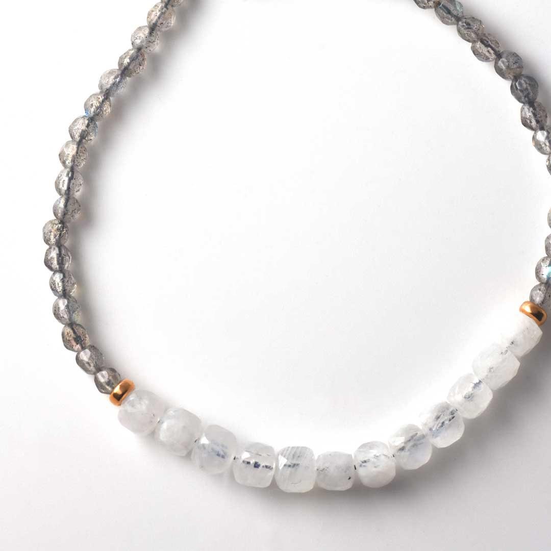 TWOtone stones ブレスレット　レインボ－ムーンストーン×ラブラドライト【Fortune Stone Table】