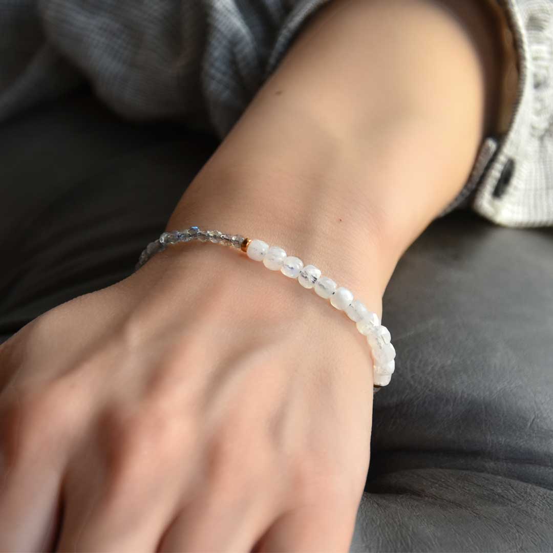 TWOtone stones ブレスレット　レインボ－ムーンストーン×ラブラドライト【Fortune Stone Table】