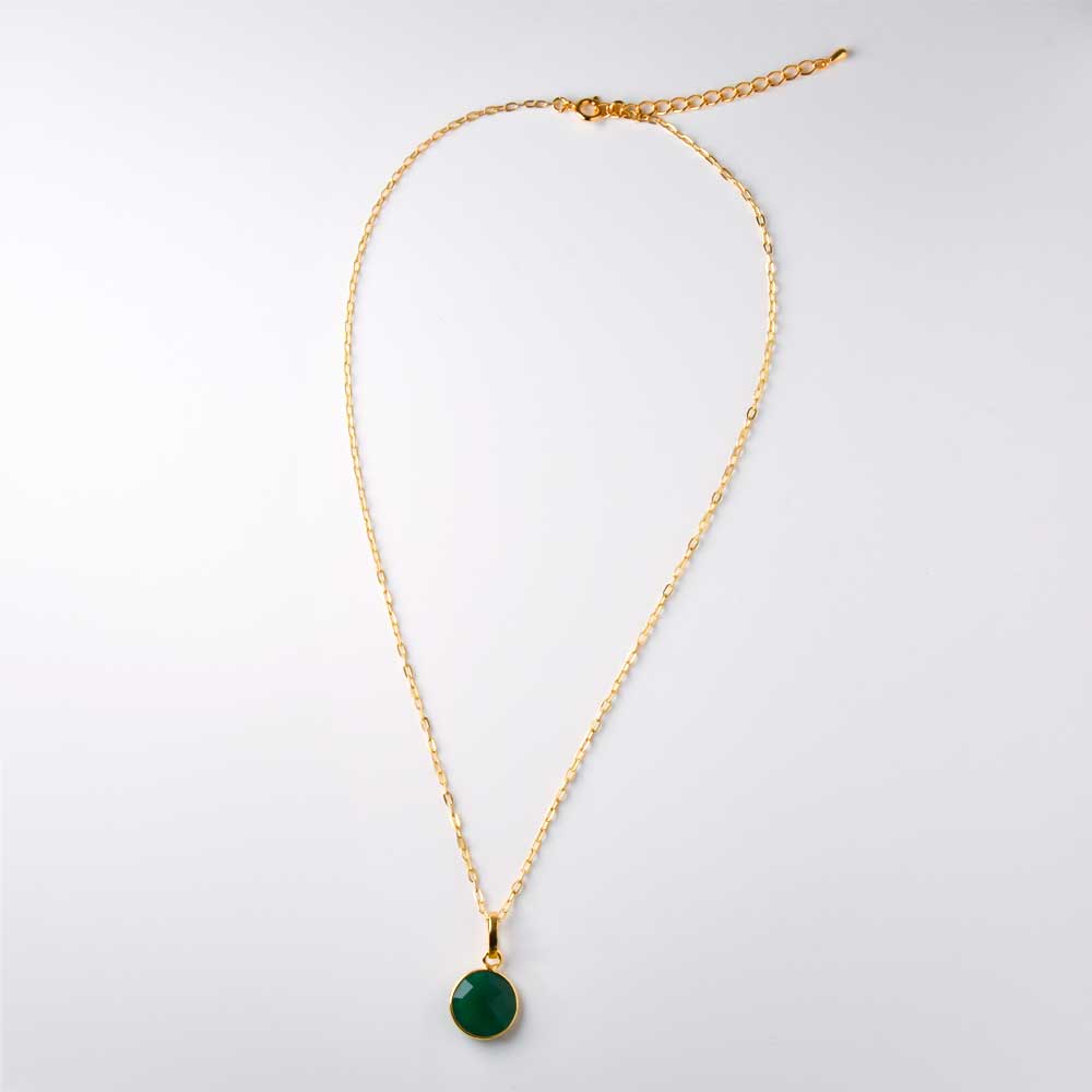 SVストーンベゼルペンダント　グリーンアゲイト【Fortune Stone Table】