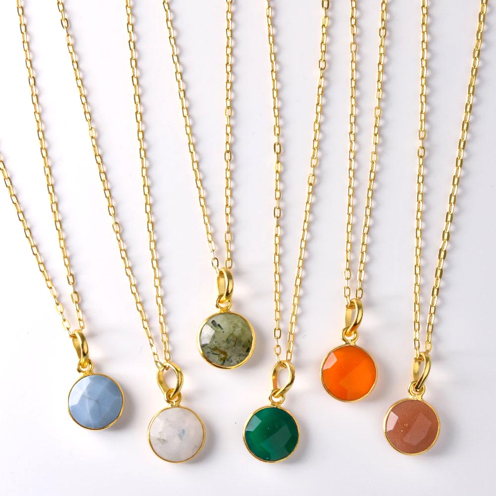 SVストーンベゼルペンダント　グリーンアゲイト【Fortune Stone Table】