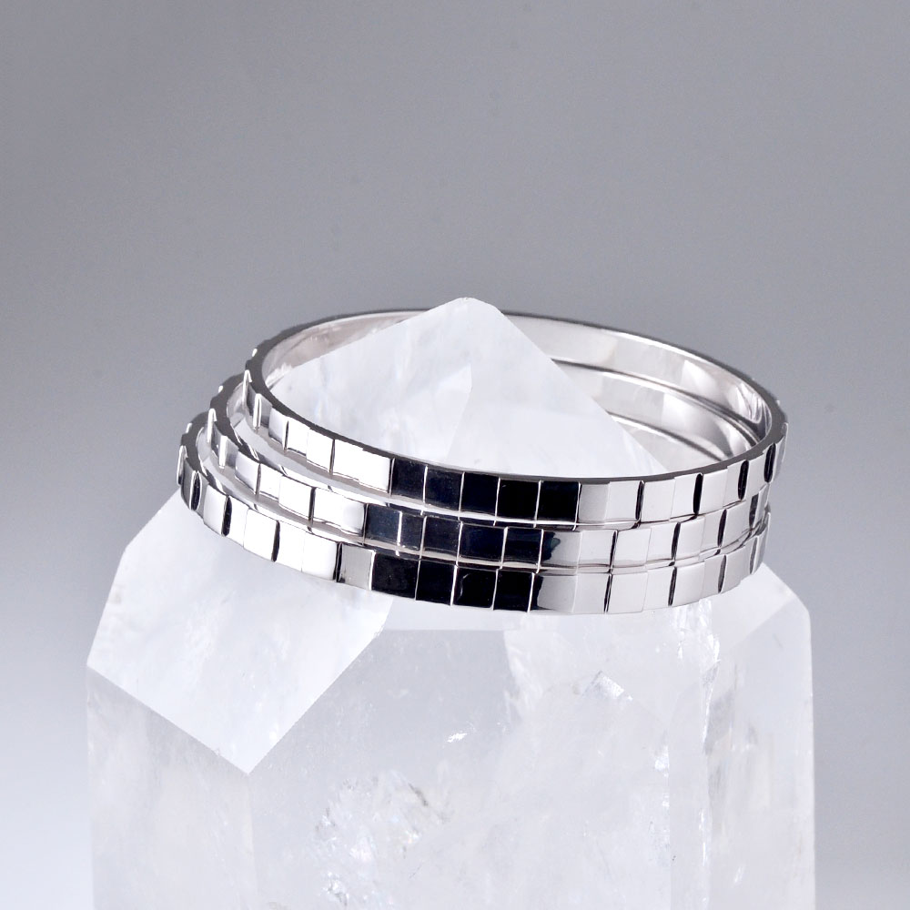 シルバー925 スクエアーデザイン バングル