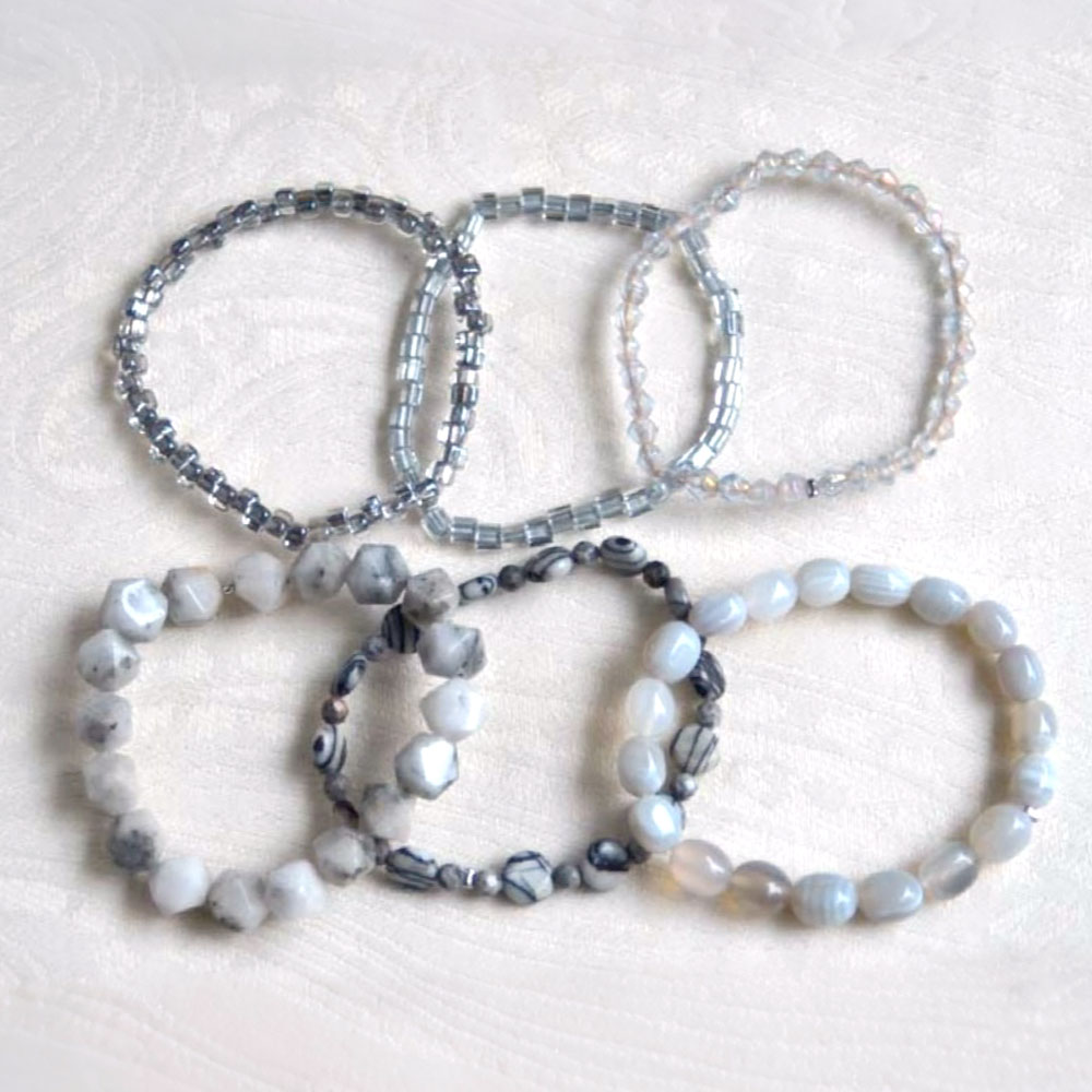 ジャスパー クォーツ アゲイト 6連ブレスレット