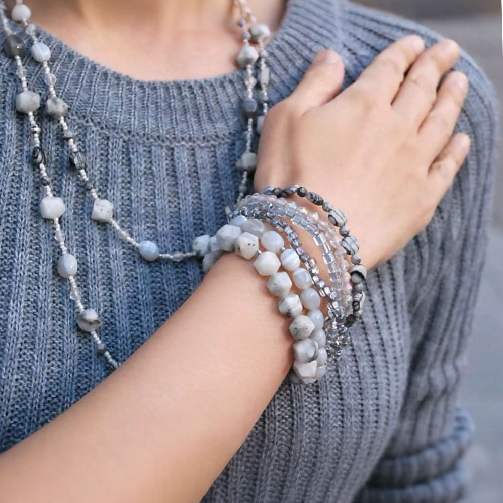 ジャスパー クォーツ アゲイト 6連ブレスレット