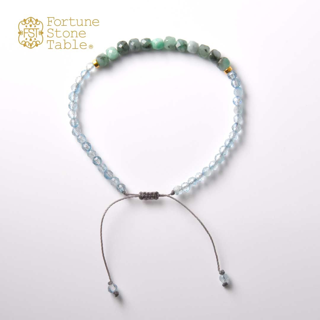 TWOtone stones ブレスレット エメラルド×ブルートパーズ【Fortune Stone Table】