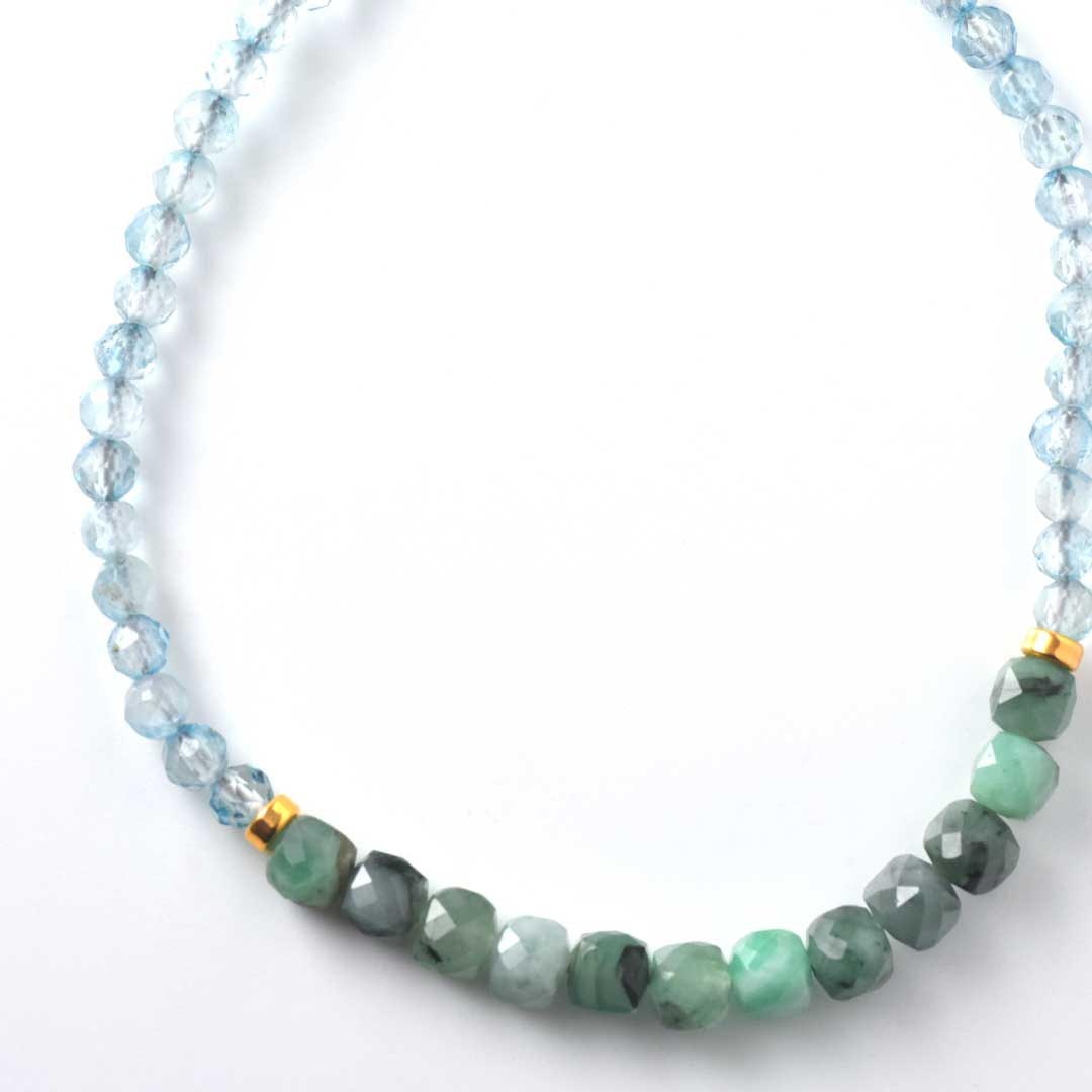 TWOtone stones ブレスレット エメラルド×ブルートパーズ【Fortune Stone Table】