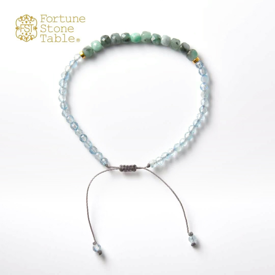 TWOtone stones ブレスレット　エメラルド×ブルートパーズ【Fortune Stone Table】